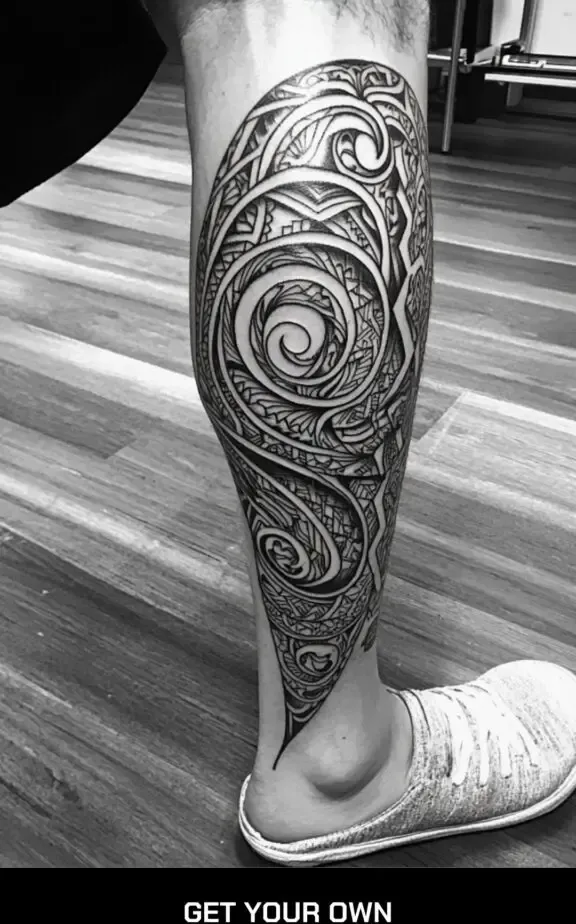 Maori leg tattoo