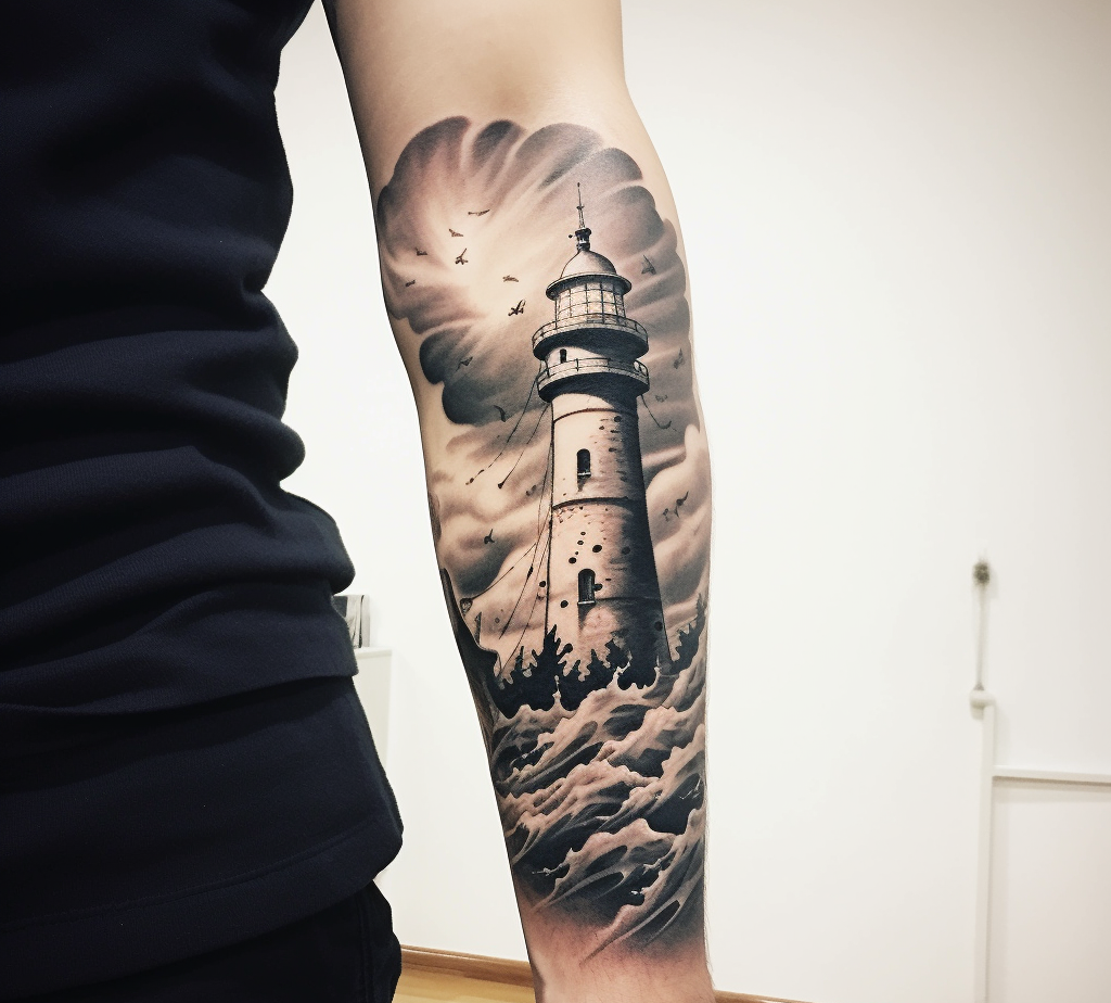 Men's Lighthouse Tattoo Inspiration
