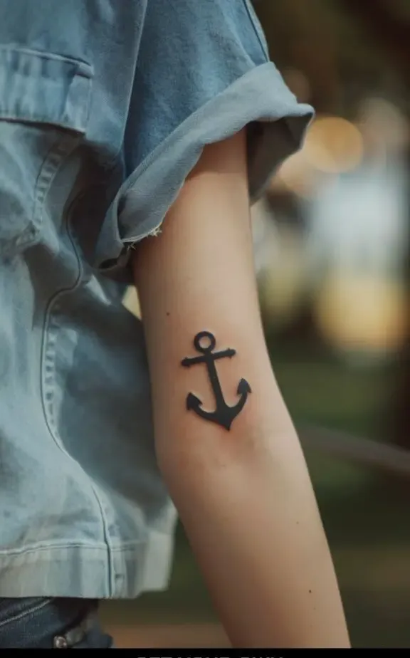 silhouette anchor tattoo for females