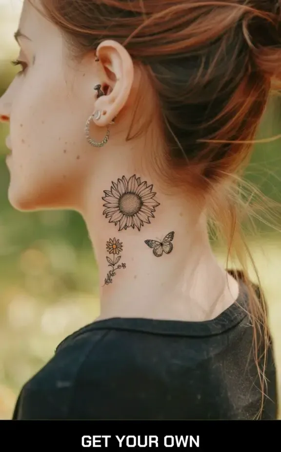 butterfly and sunflower tattoo idea
