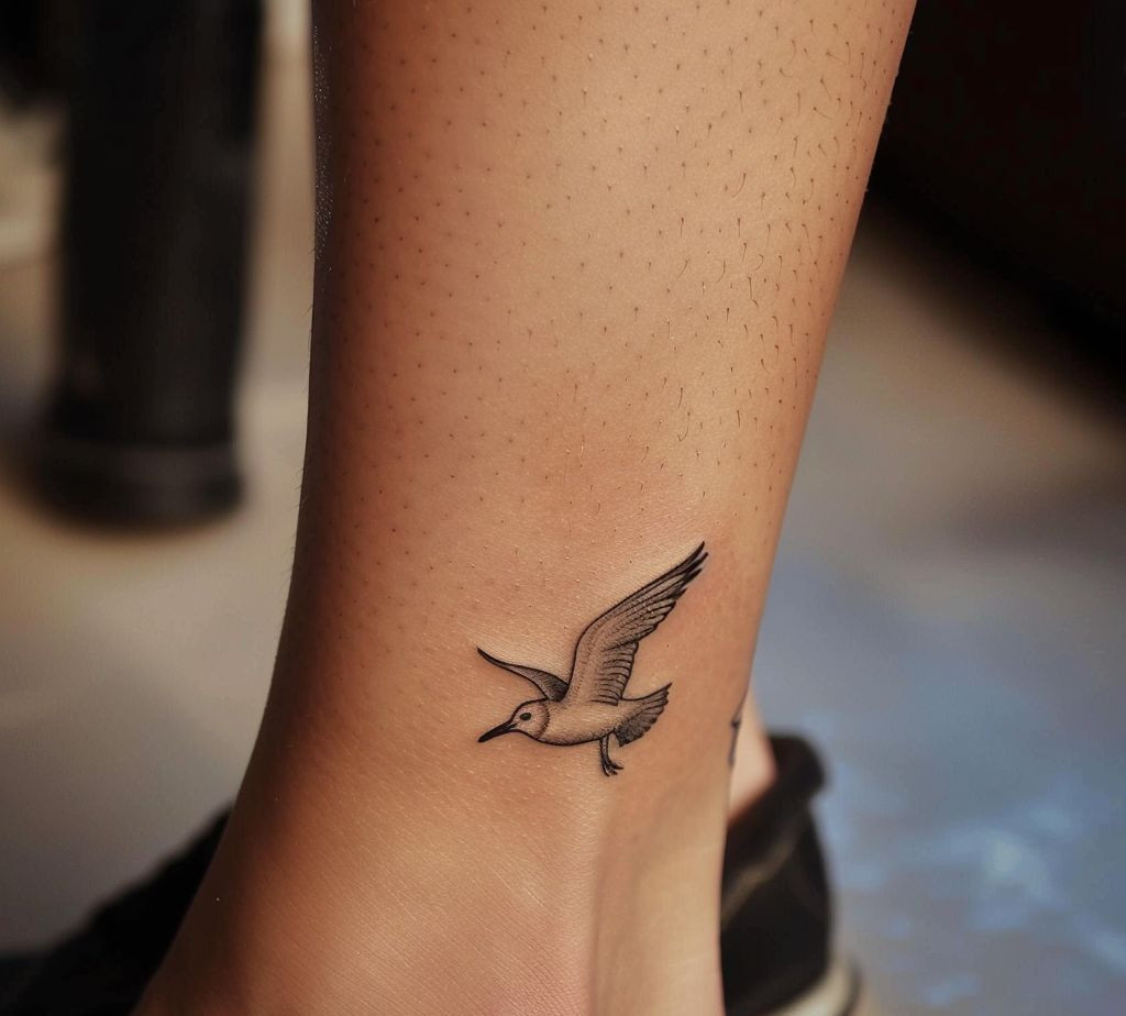 Shin Bird Tattoo for women