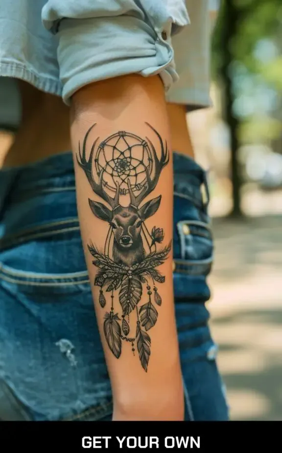 deer and dreamcatcher tattoos for females