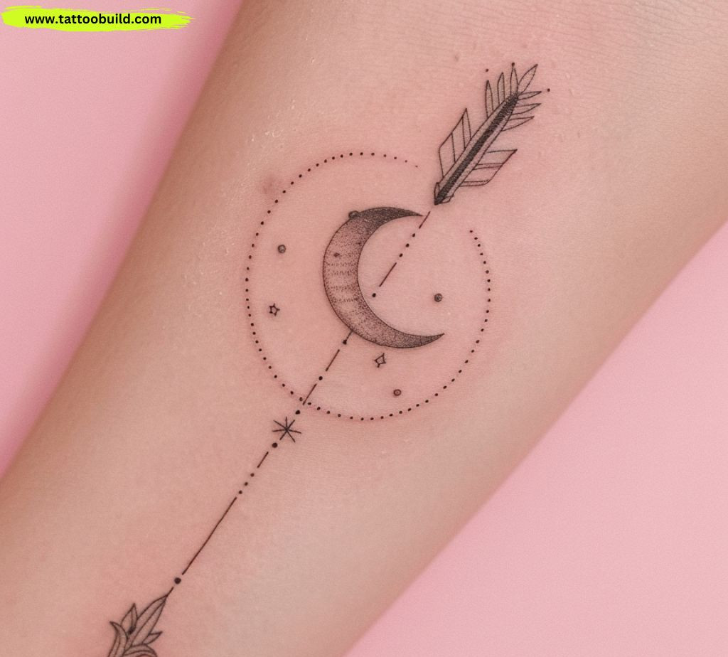 arrow and moon tattoo