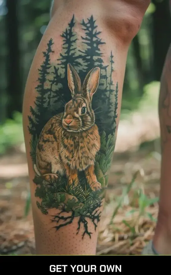 bunny and forest tattoo idea