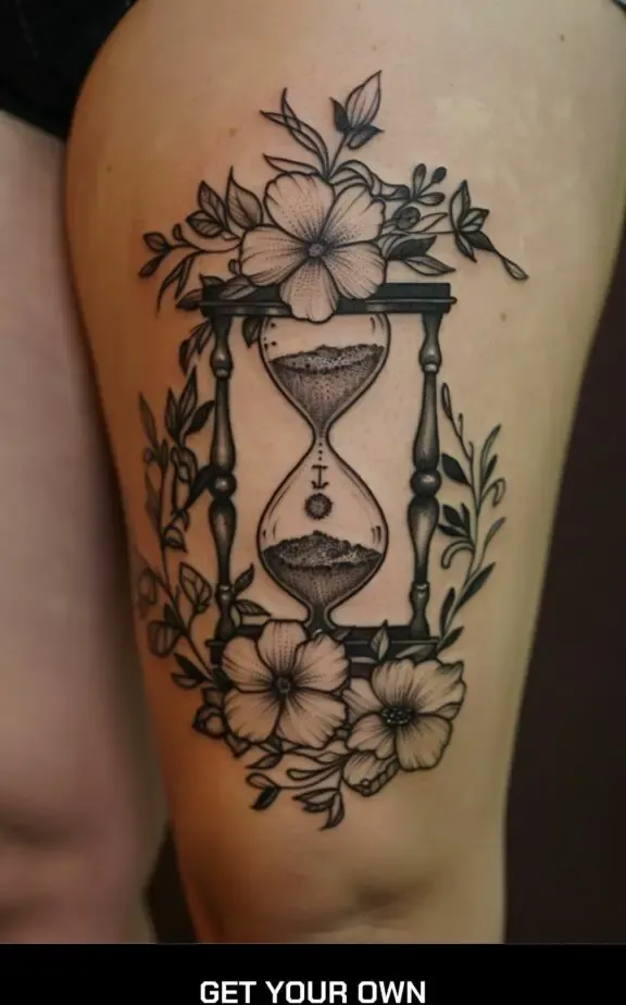floral hourglass tattoo
