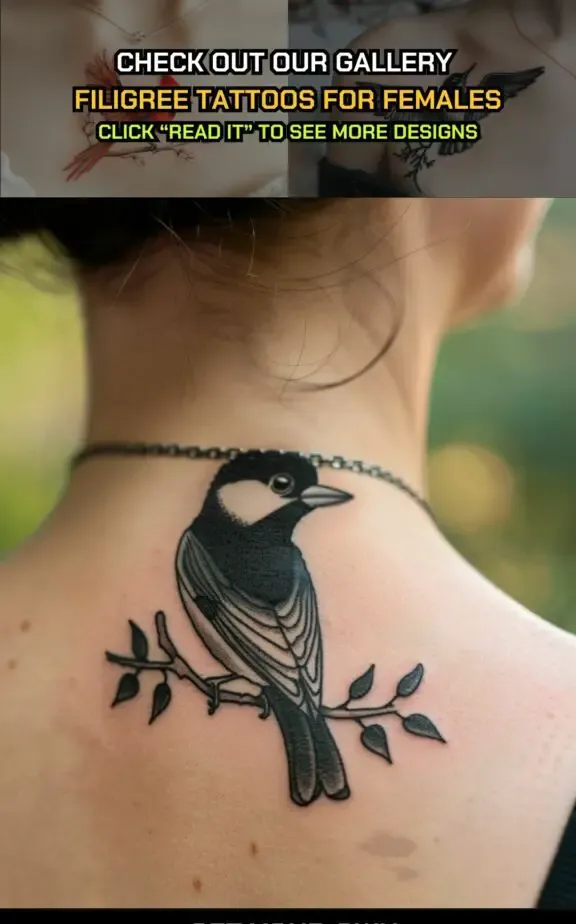 black bird tattoo on neck female
