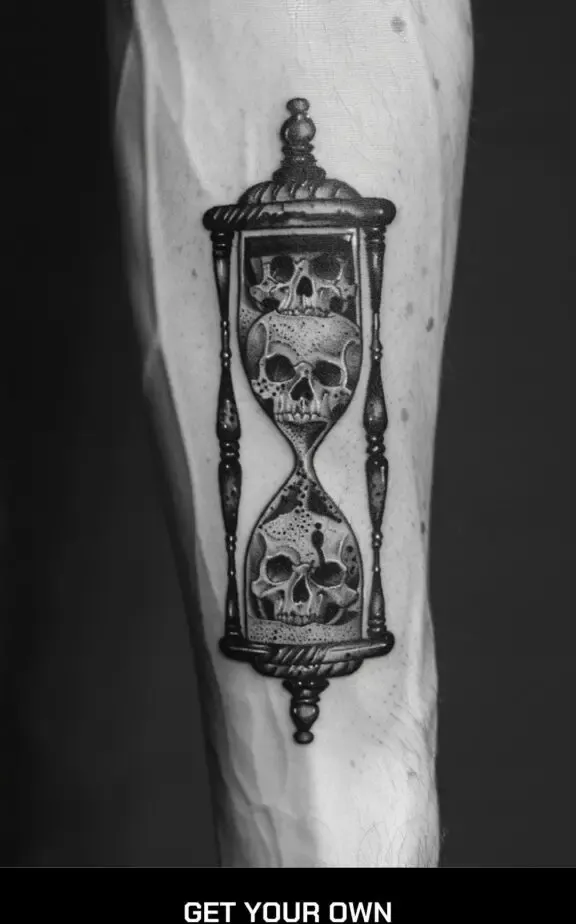hourglass and skull tattoo