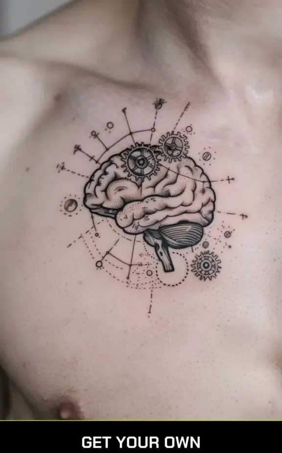 brain and gear tattoo idea