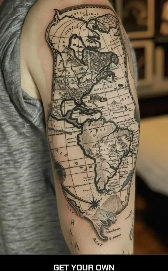 map sleeve tattoo