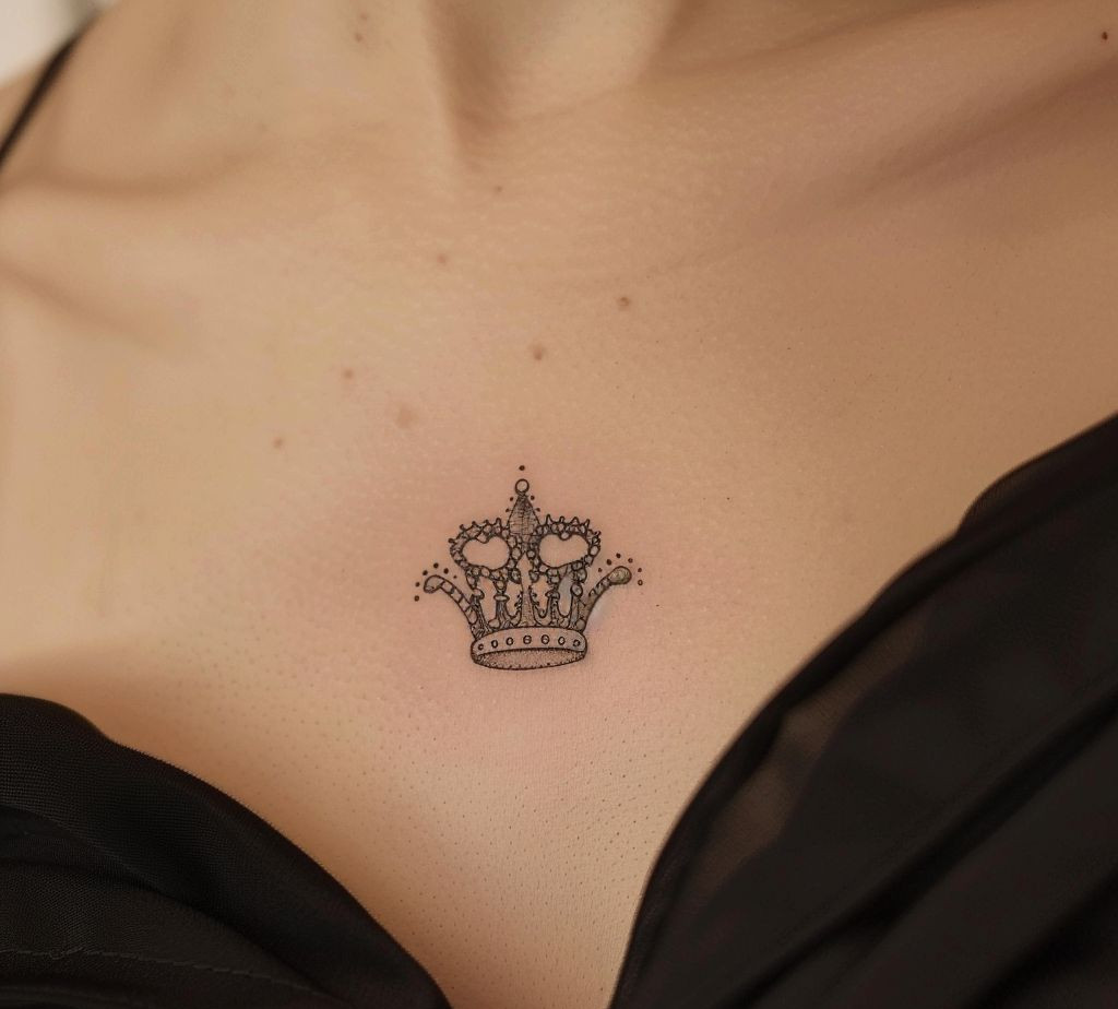 small crown chest tattoo 