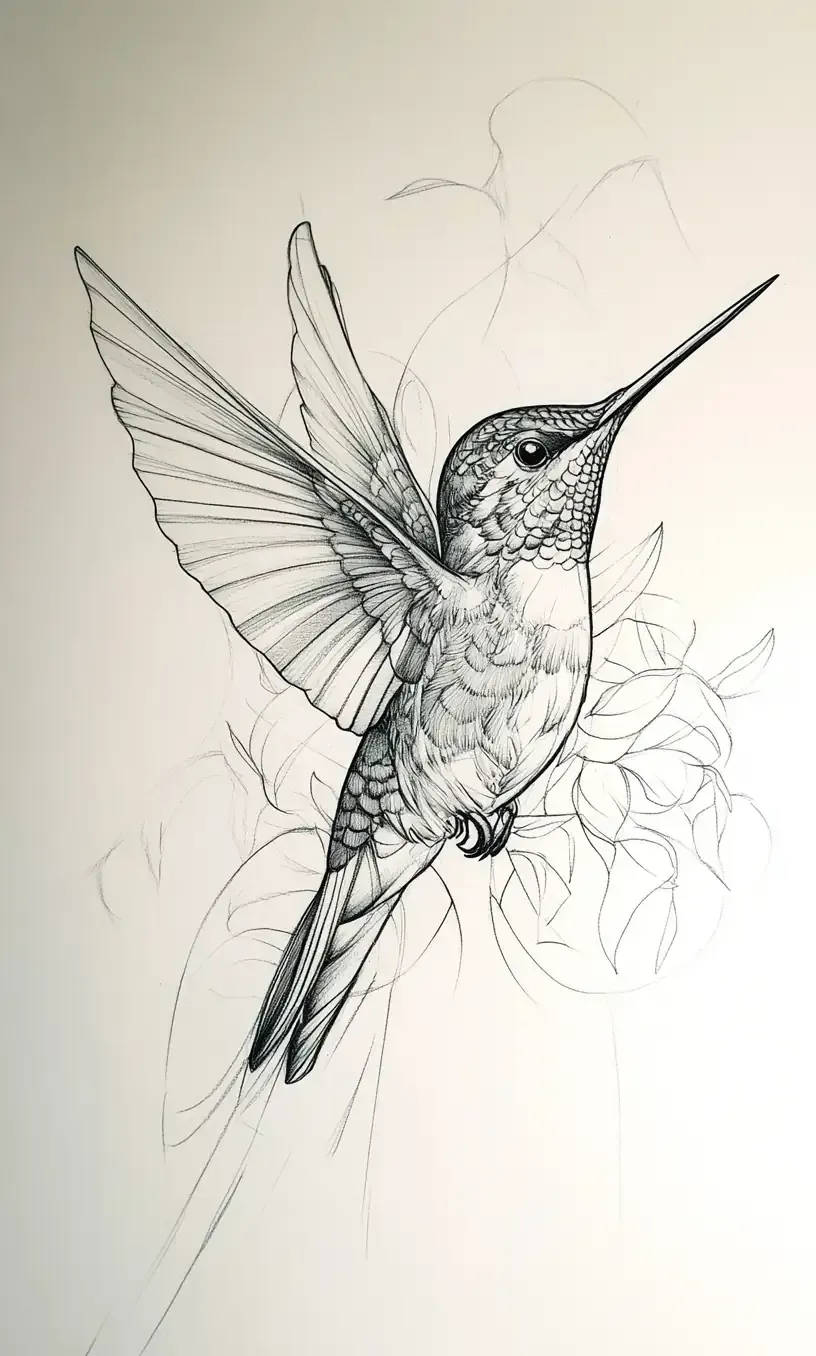 Hummingbird Tattoo Drawing-9
