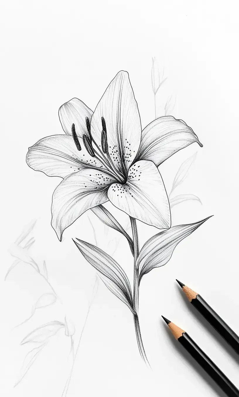 Lily Flower Tattoo Drawing-8