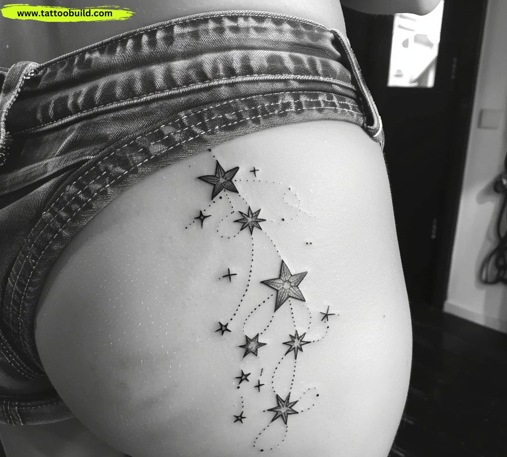 beautiful star tattoo designs for the hip