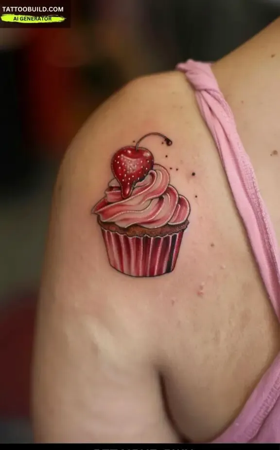 cute cupcake little tattoos for women