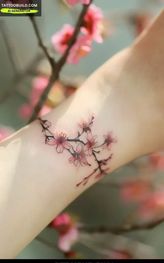 cherry blossom bracelet tattoo