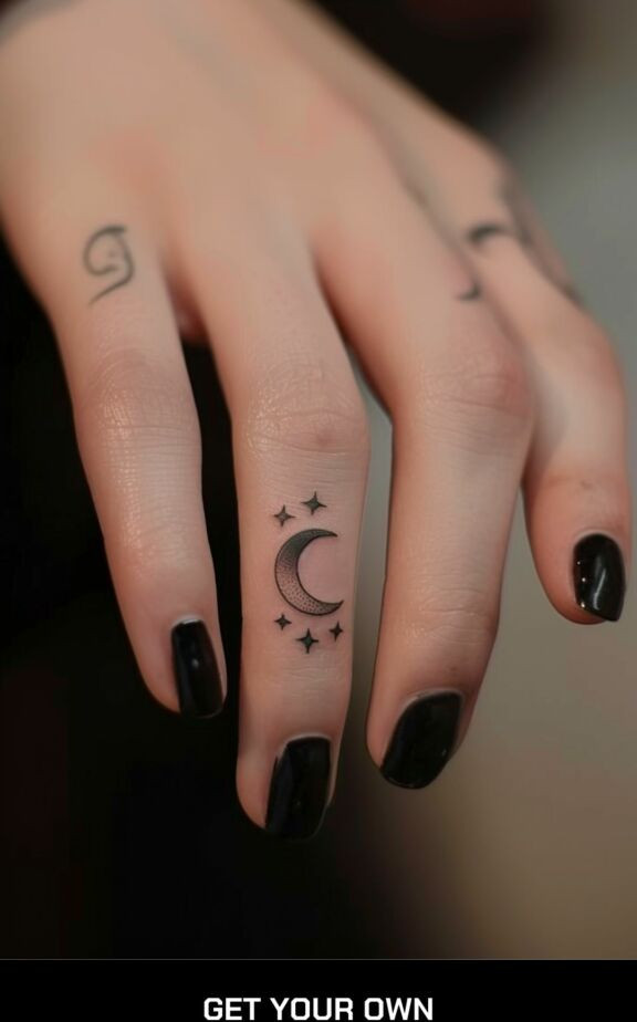 sun and moon finger tattoo
