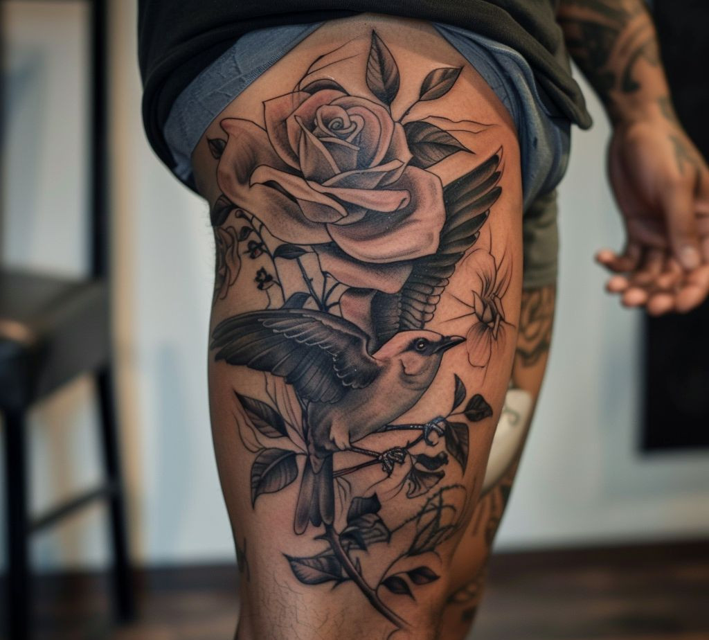 thigh masculine tattoo