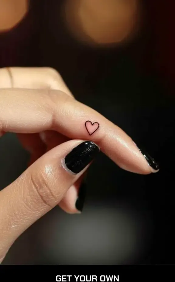 small heart finger tattoo