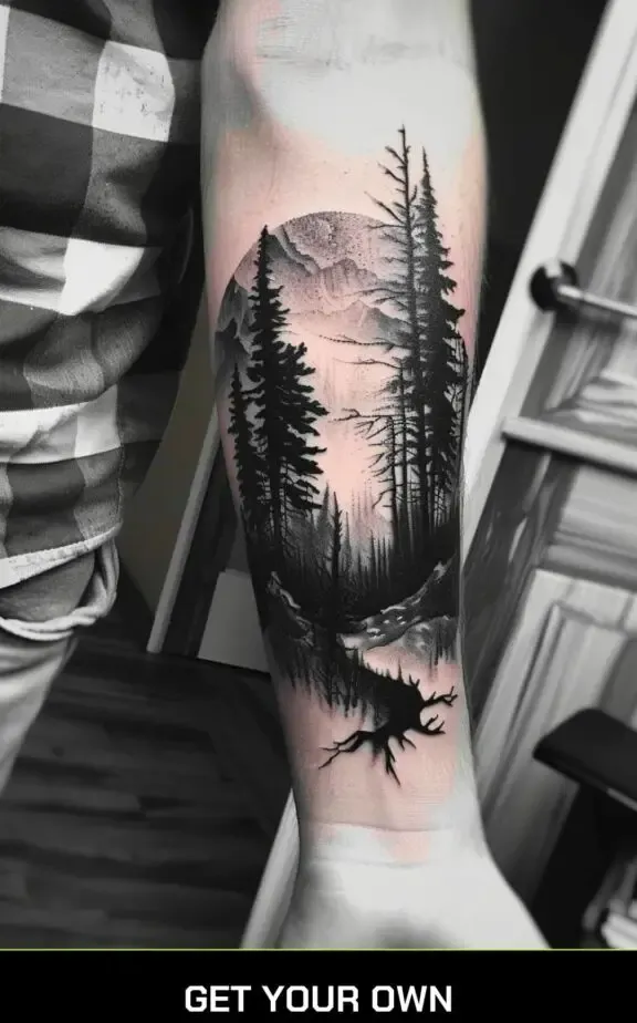 nature blackwork tattoo