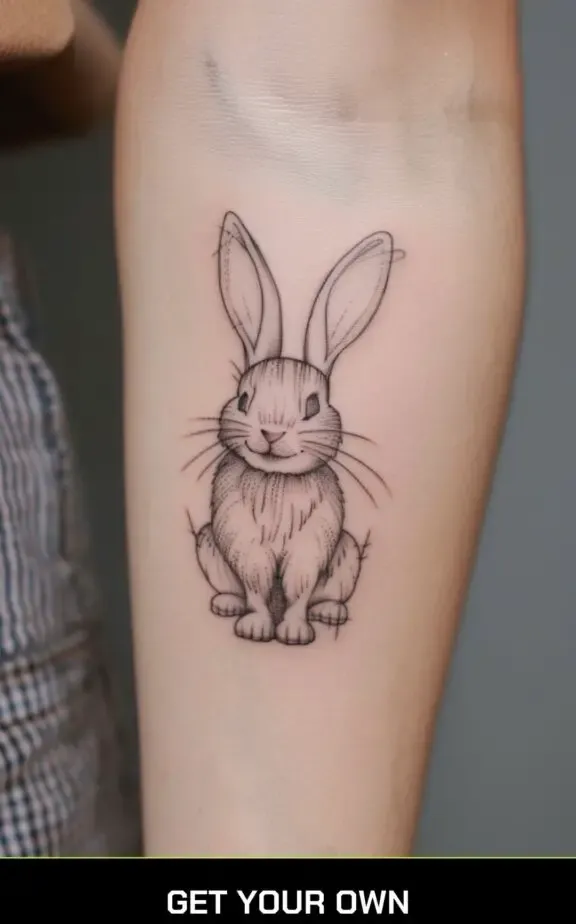 bunny outline tattoo idea