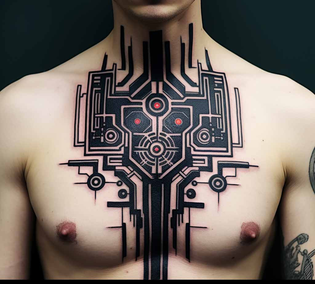 Cyberpunk Chest Tattoo