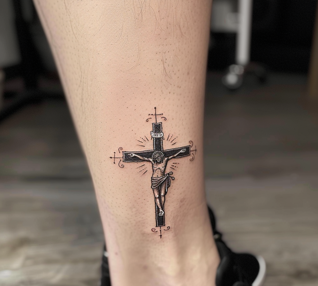 Jesus on the cross on the ankle tattoo meaning