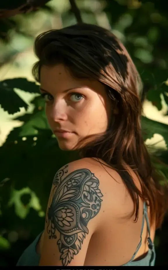 Filigree butterfly tattoo for females