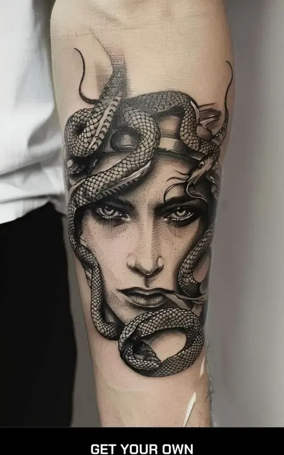 Forearm medusa tattoo