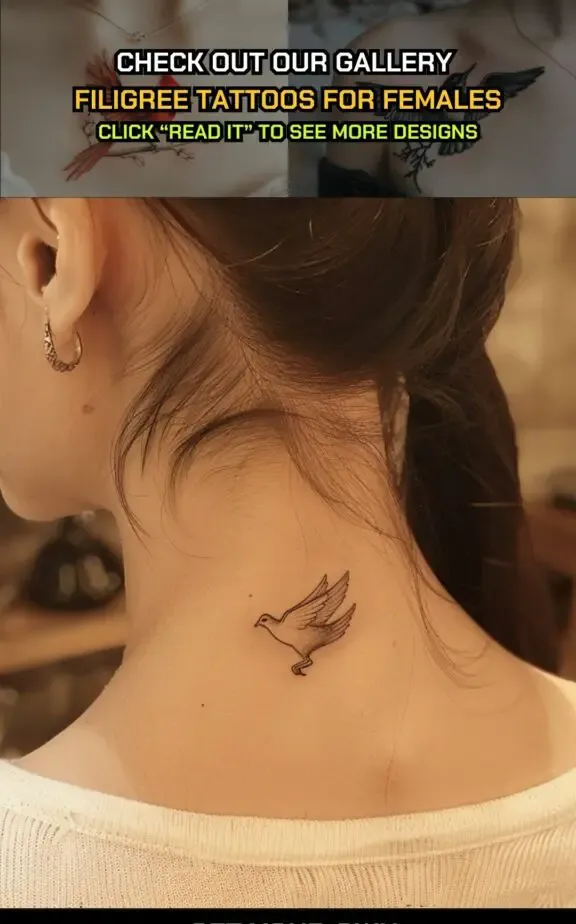 dove bird tattoo on neck female