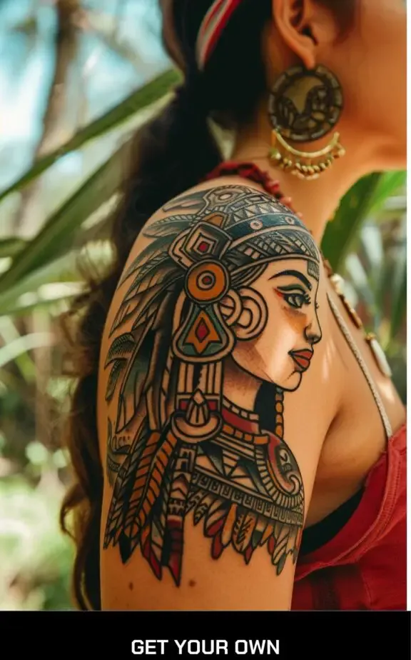aztec statue head tattoo