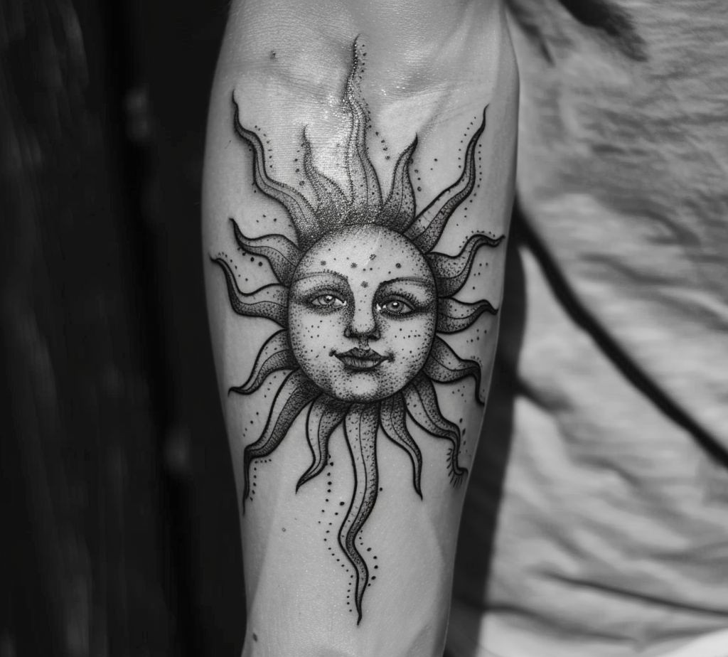 hand sun tattoo designs for guys