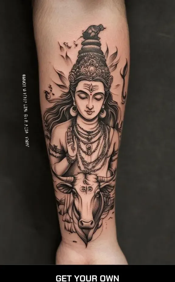shiva and cow tattoo