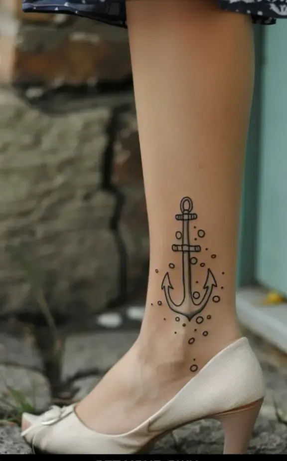 anchor and water bubbles tattoo