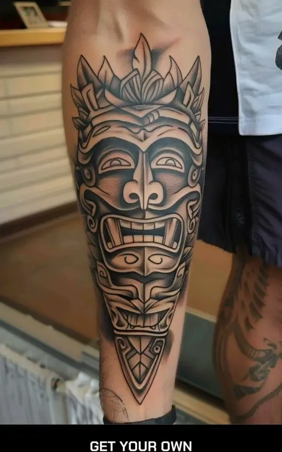 tiki figure Polynesian tribal tattoo idea