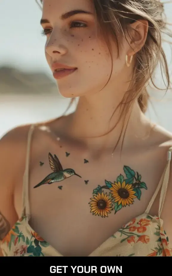 sunflower and humming bird tattoo ideas