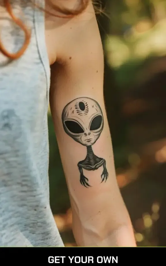 cartoonish alien tattoo idea
