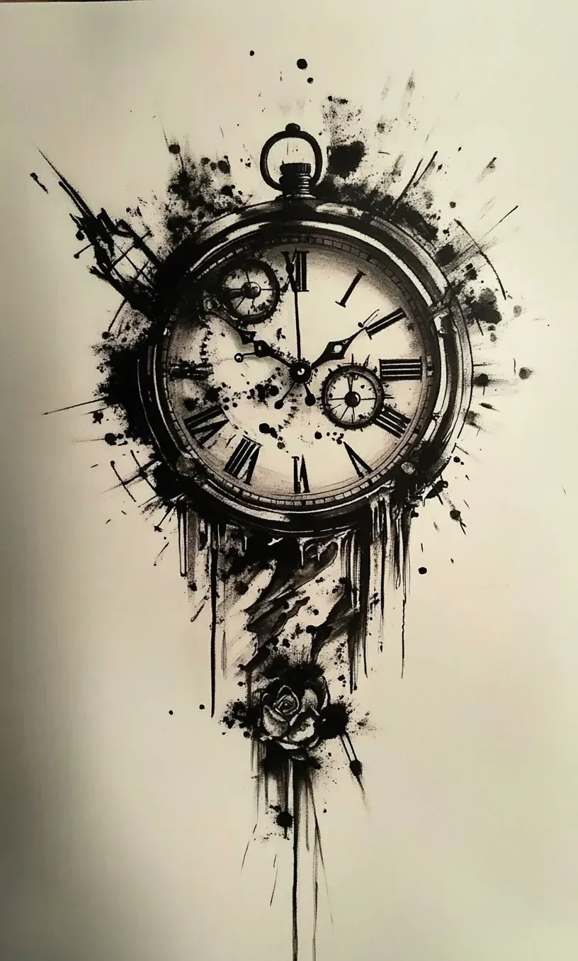 Clock Tattoo Drawings-10