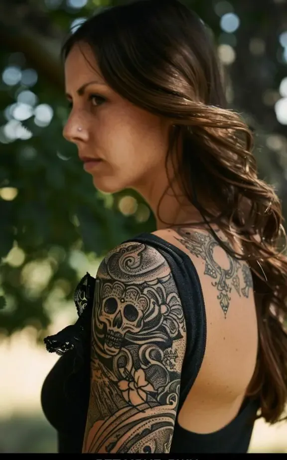 Filigree skull tattoo for females