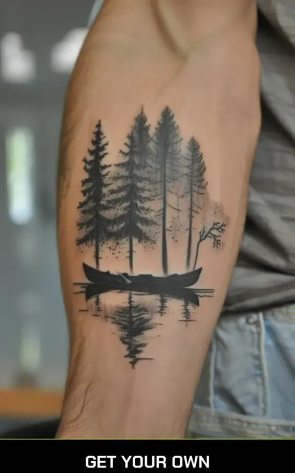 camping tattoo idea: tent and boat