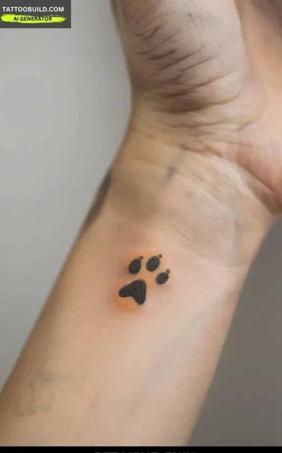 cute little dog paw tattoo for females