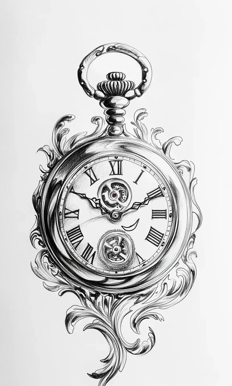 Pocket Watch Tattoo Drawing-19