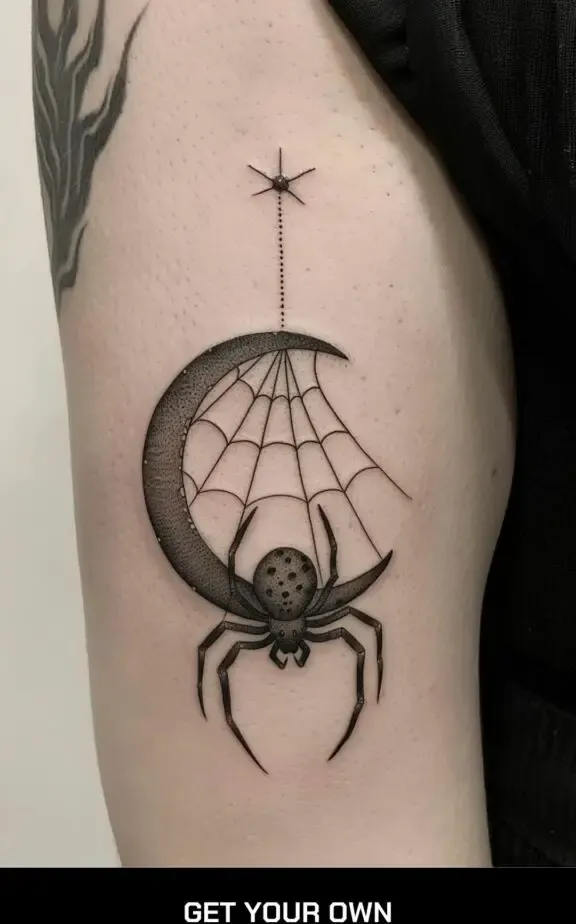 spider and moon tattoo