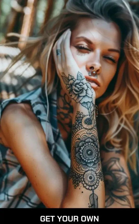 flower and dreamcatcher tattoos for females