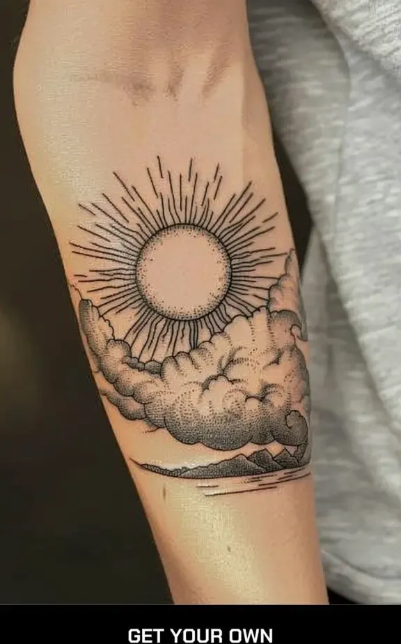 cloud and sun tattoo