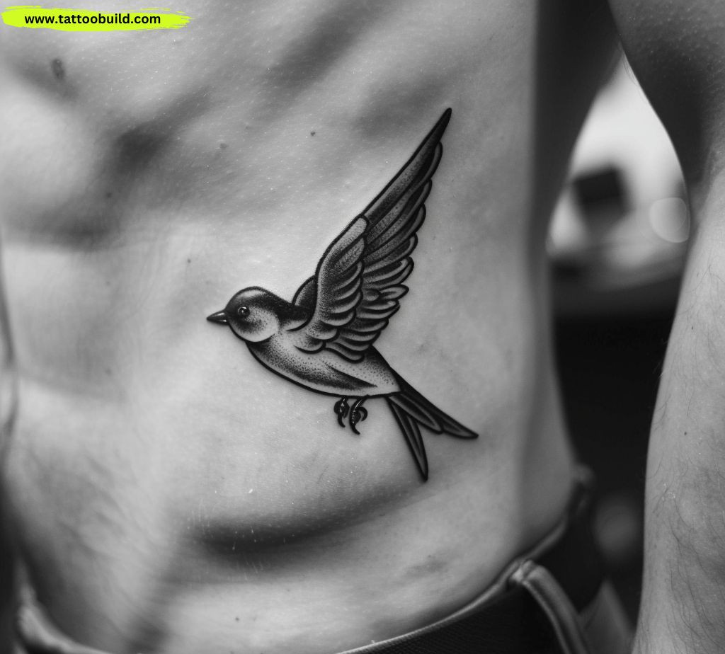 traditional swallow tattoo black and gray