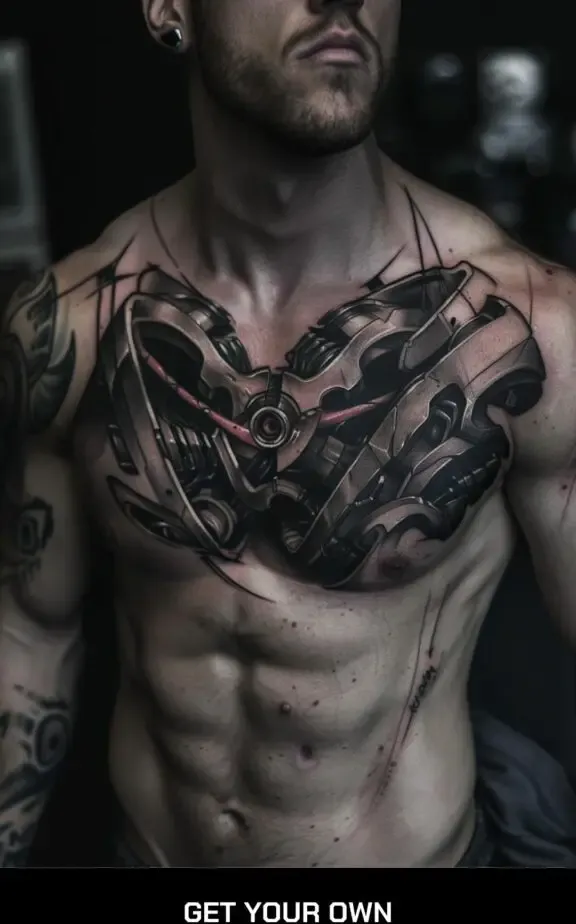 biomechanical chest tattoo