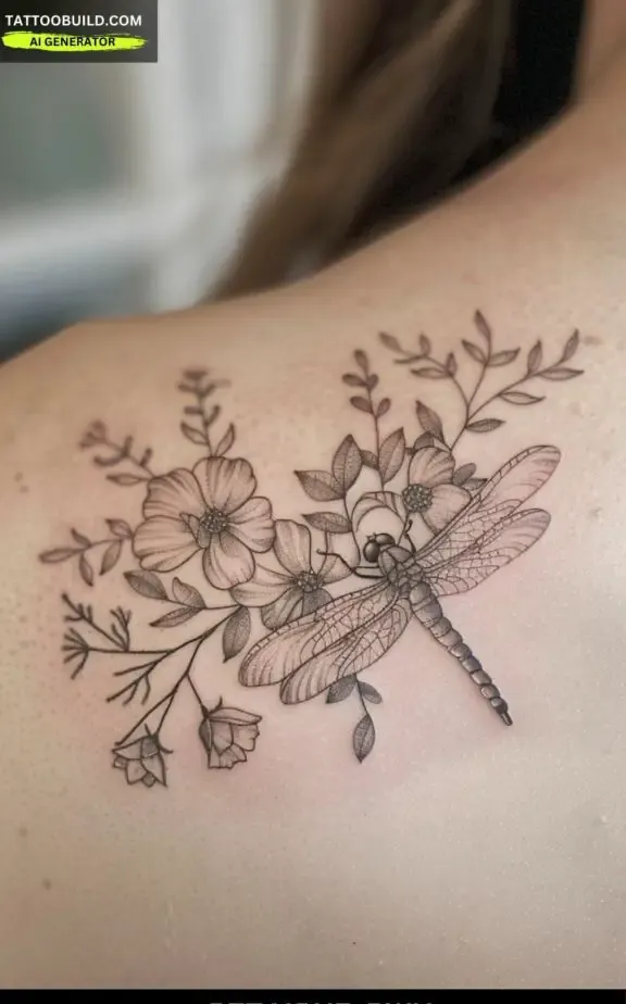 dragonfly shoulder tattoo for women