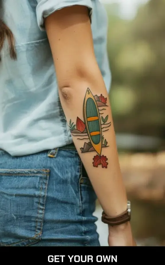 canoe travel tattoo idea