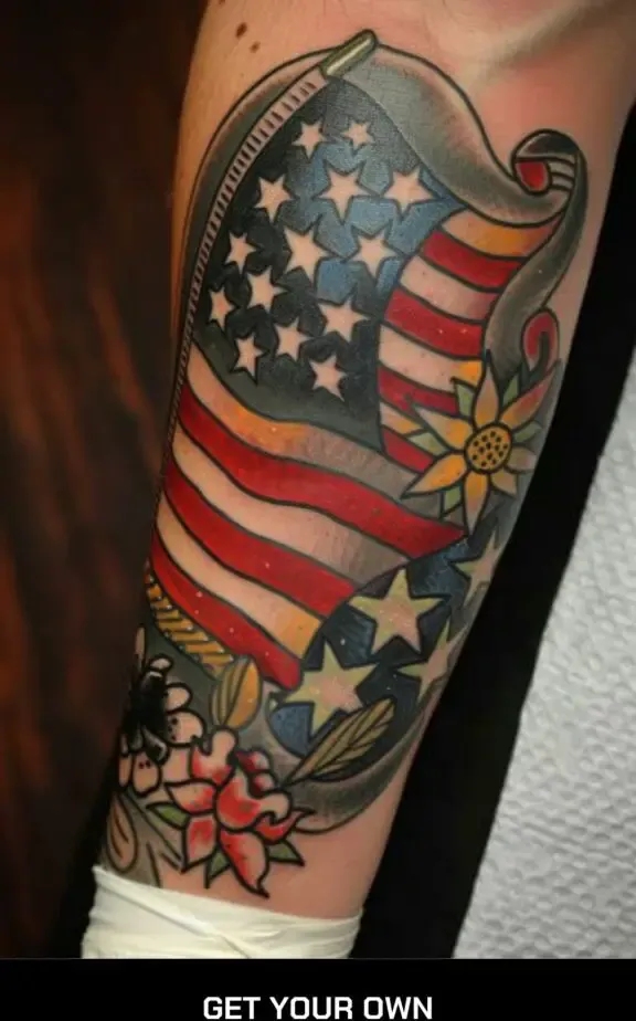 traditional American flag tattoo