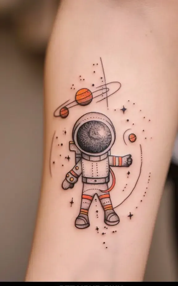 cute small hand astronaut tattoos for females